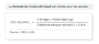 Exemple de calcul avec la formule Cockcroft-Gault pour la clairance de la créatinine